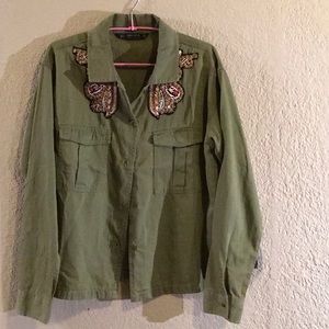 NWT ZARA Basic green jacket/ top with beading